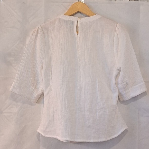 JOE'S JEANS OPTIC WHITE SHIRA COTTON TOP PUCKERED IN SIZE M NWOT - Picture 4 of 13